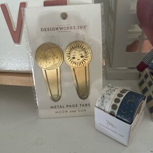 DesignWorks Ink Gold Moon and Sun Metal Page Tabs and celestial tape trio